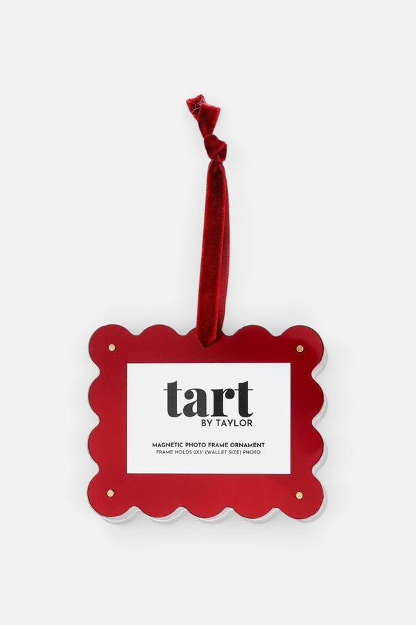 Chrome Frame Ornament in Red