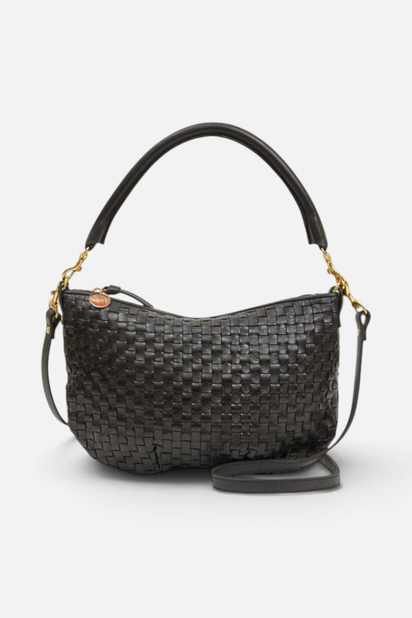 Clare V. Petit Moyen in Black Woven Checker