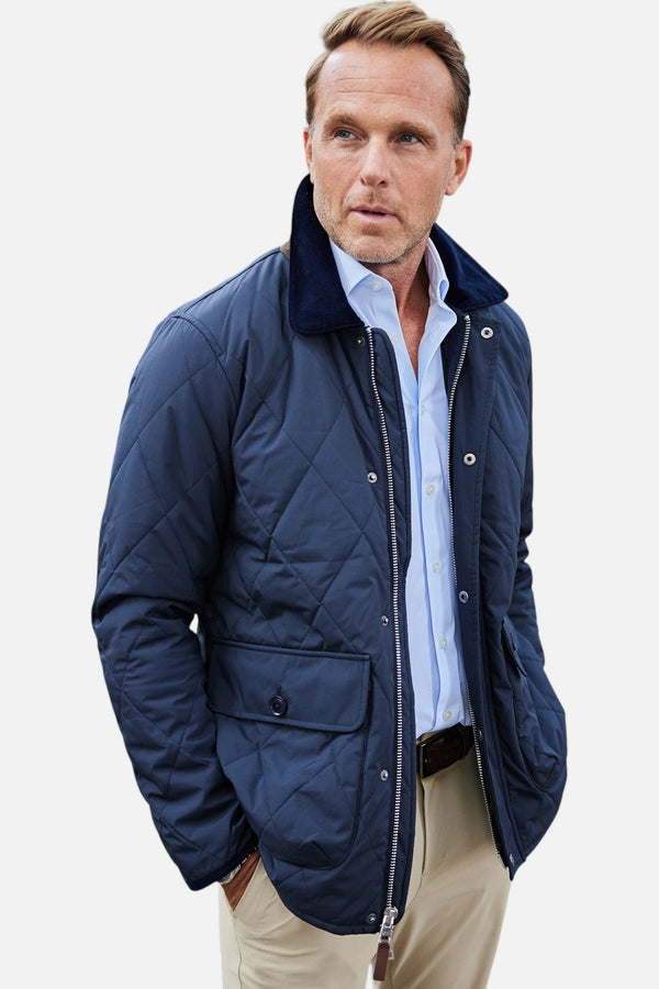 Collars & Co Middleburg Quilted Field Jacket in Navy