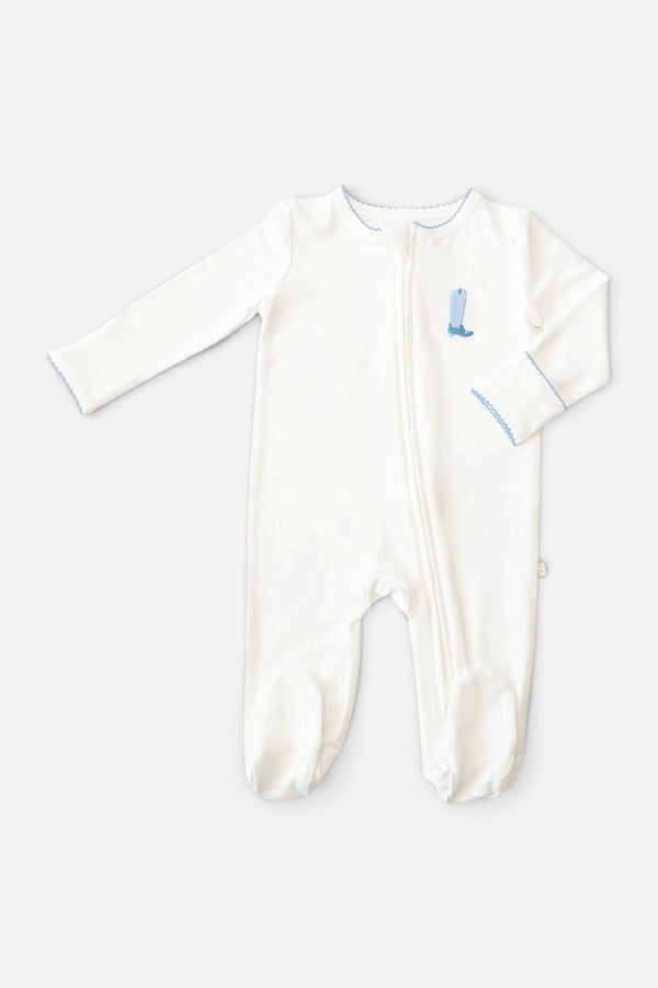 Goosies Cowboy Boot Embroidered Pip Zip Romper