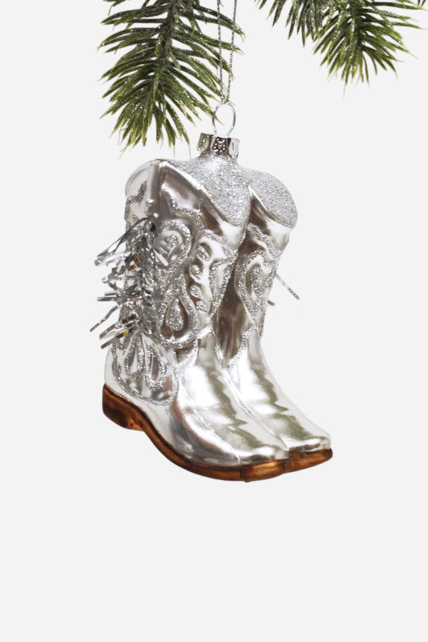 Cowboy Boot Ornament - Silver