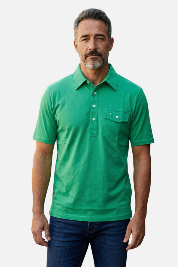 Criquet Men's Performance Players Shirt in Golf Green