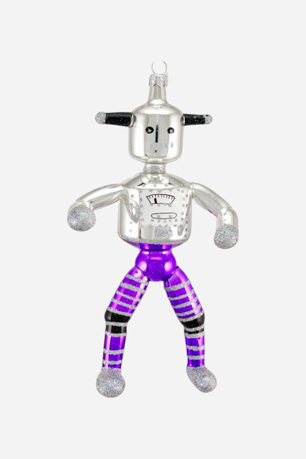 Dance Bot Ornament in Silver & Purple