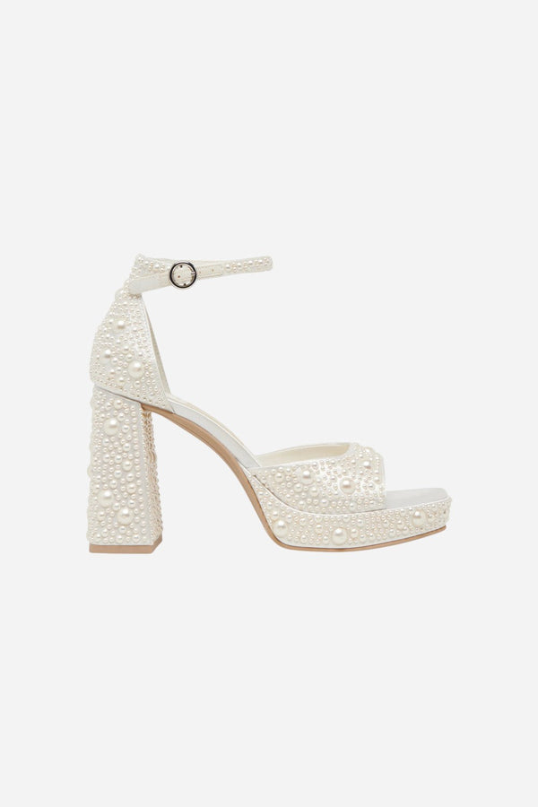 Dolce Vita Pandro Pearl Heels in True White Satin