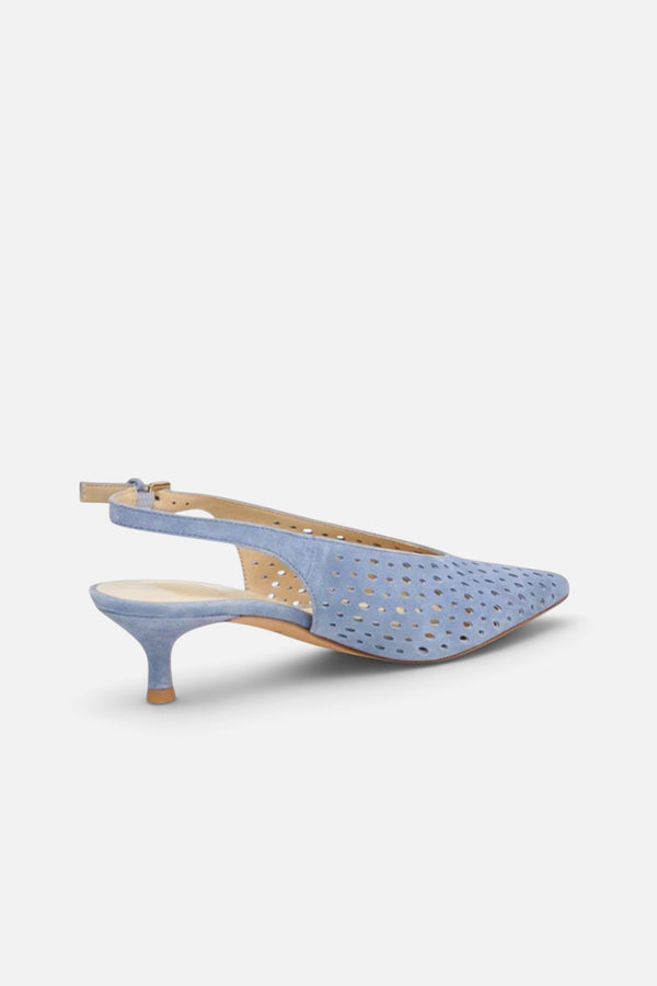 Dolced Vita Alenna Perforated Suede Kitten Heel Slingback Pumps in Periwinkle