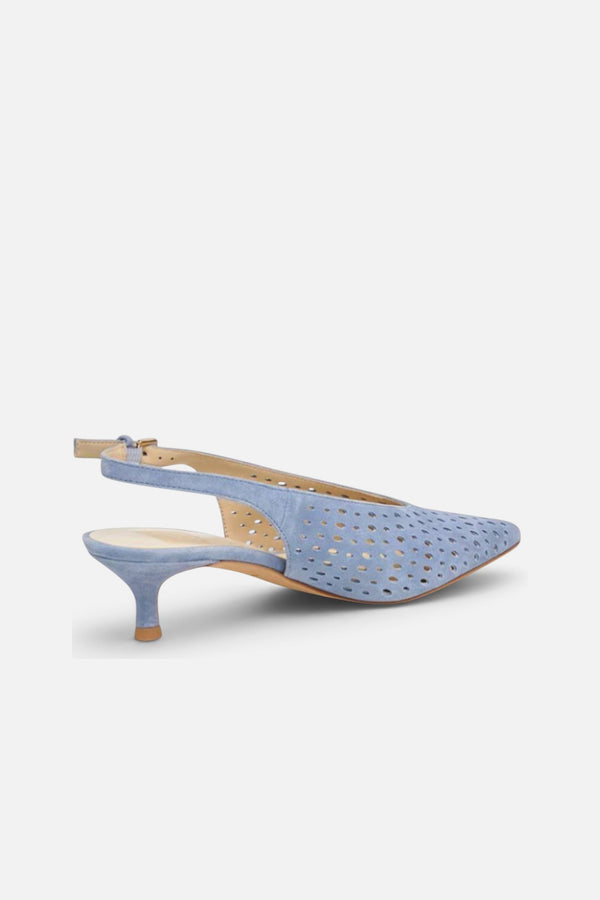 Dolced Vita Alenna Perforated Suede Kitten Heel Slingback Pumps in Periwinkle