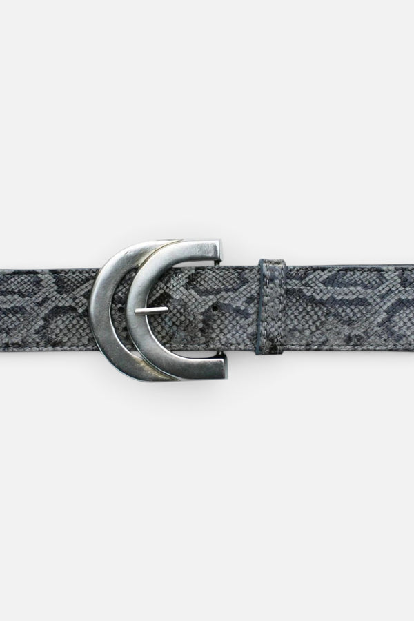 Double Half Circle Belt - Grey Snake