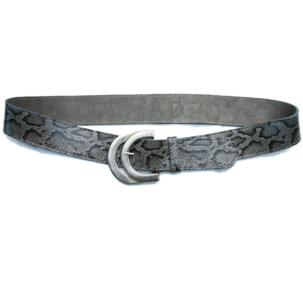 Kim White Double Half Circle Belt - Grey Snake