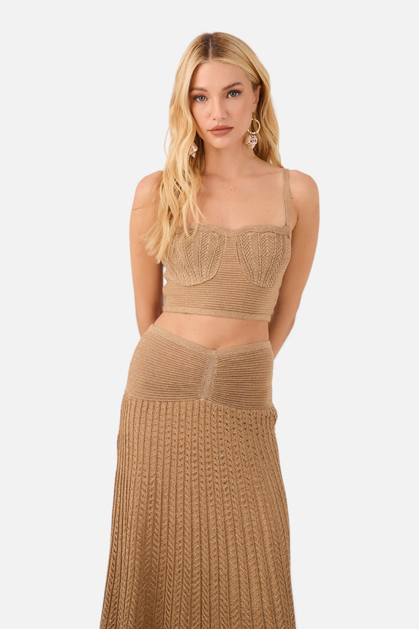 Dress To Knit Shell Crop Top in Gold