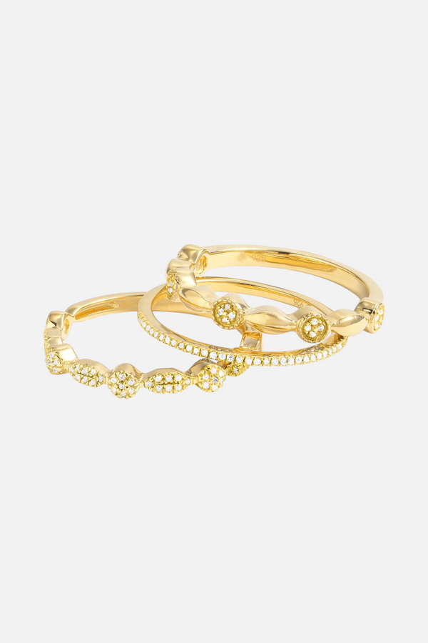 Ella Stein Waterproof Shiny Three Stackable Ring in Gold