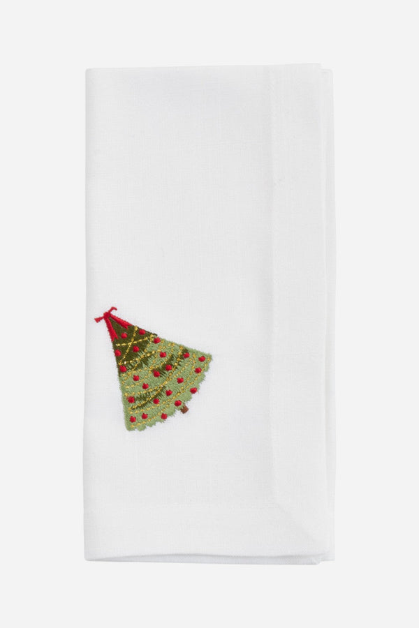 Embroidered Christmas Tree Napkin Set of 4