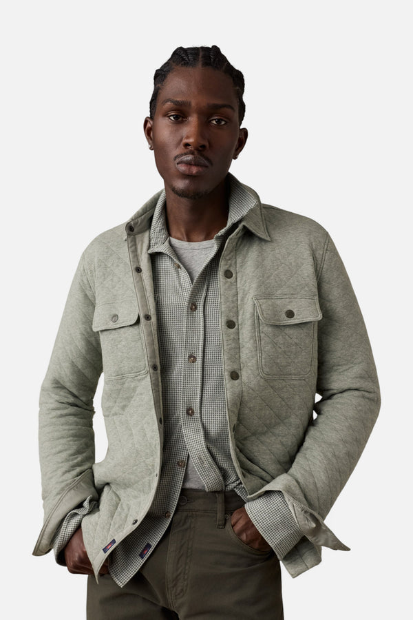 Faherty Epic Quilted Fleece CPO in Pine Rock Heather
