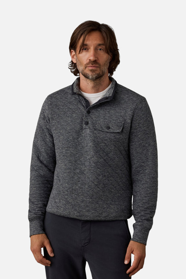 Faherty Epic Quilted Fleece Pullover in Graphite Cloud Heather