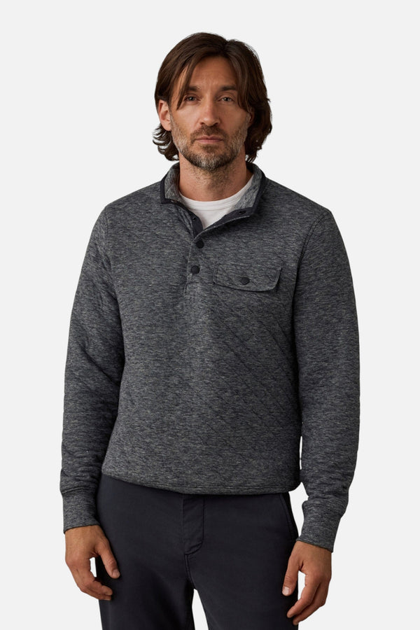 Faherty Epic Quilted Fleece Pullover in Graphite Cloud Heather
