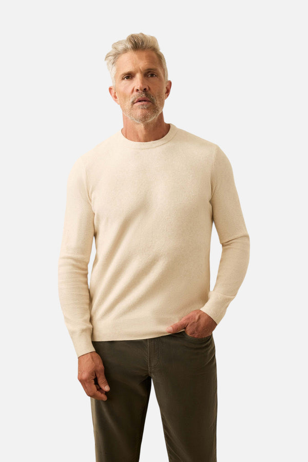 Faherty Jackson Crew Sweater in Ivory Sky Feeder