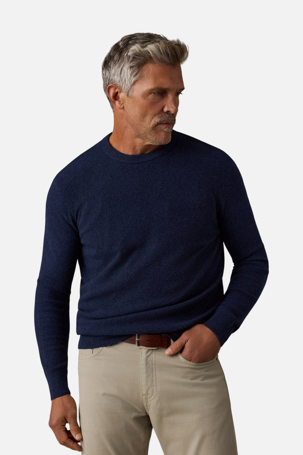 Faherty Jackson Crew Sweater in Navy Heather
