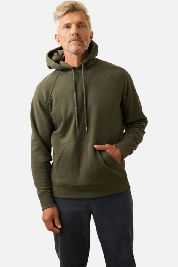 Faherty Men's High Standard Fleece Hoodie in Fall Evergreen