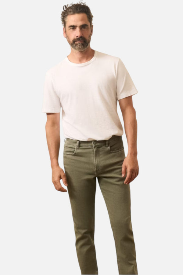 Faherty Men's Stretch Terry 5-Pocket Pant in Island Olive