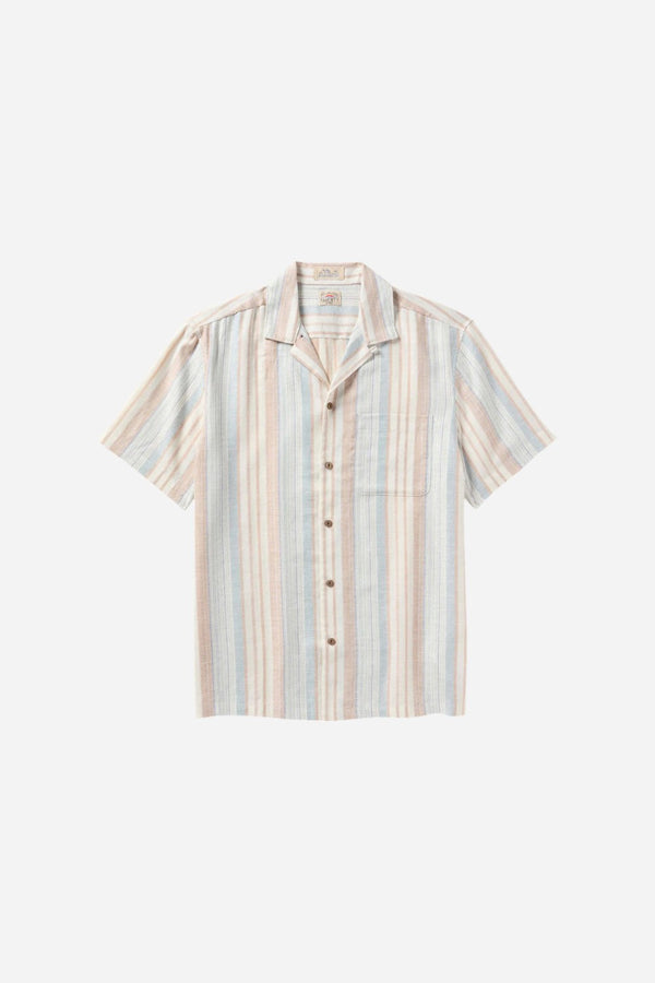Faherty Short-Sleeve Breeze Camp Shirt in Golden Beach Stripe