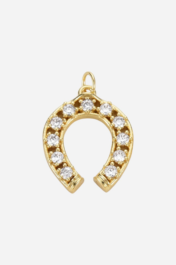 Farrah B Horseshoe Stone Charm Clear/Gold
