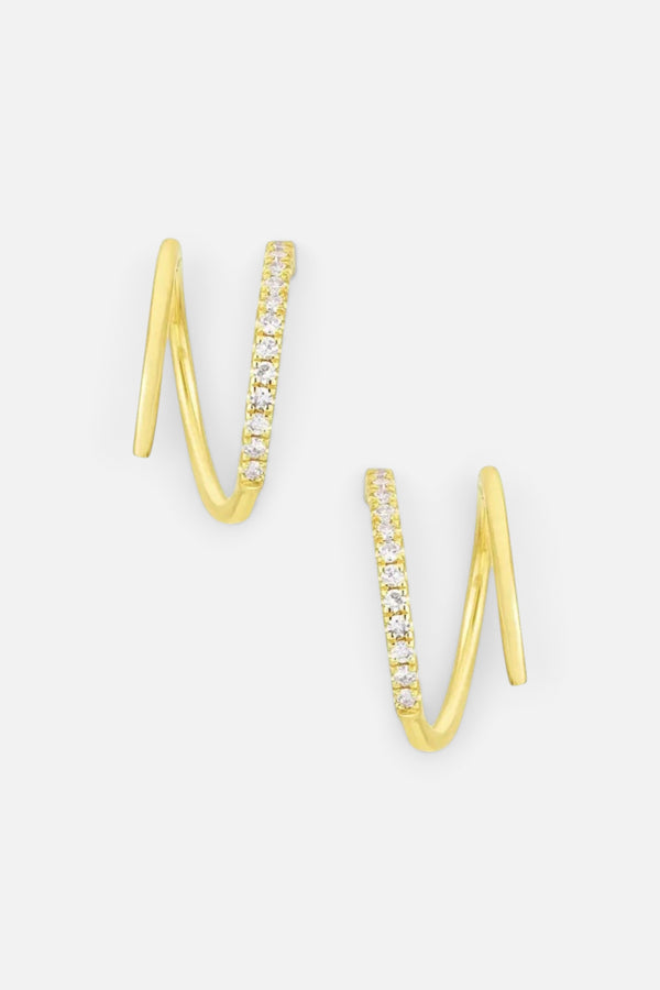Farrah B On Point Pave Hoops Earrings in Gold