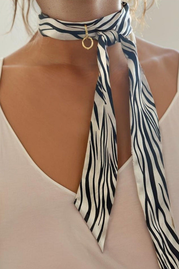 Farrah B Open Road Skinny Phone and Neck Scarf in Zebra