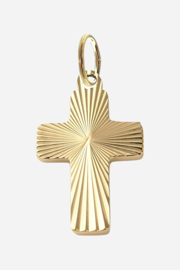 Farrah B Textured Cross Charm in Gold