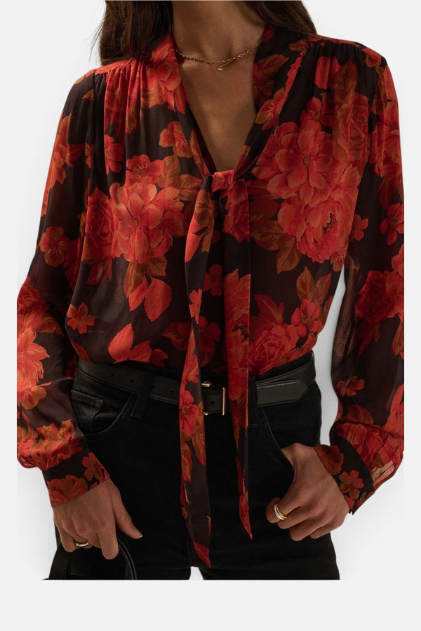 Favorite Daughter Women's The Simone Blouse in Wine Floral