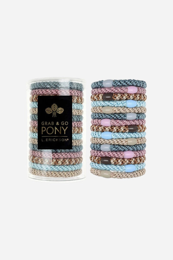 France Luxe Grab & Go Pony Tube, 15 Hair Ties in Ballerina