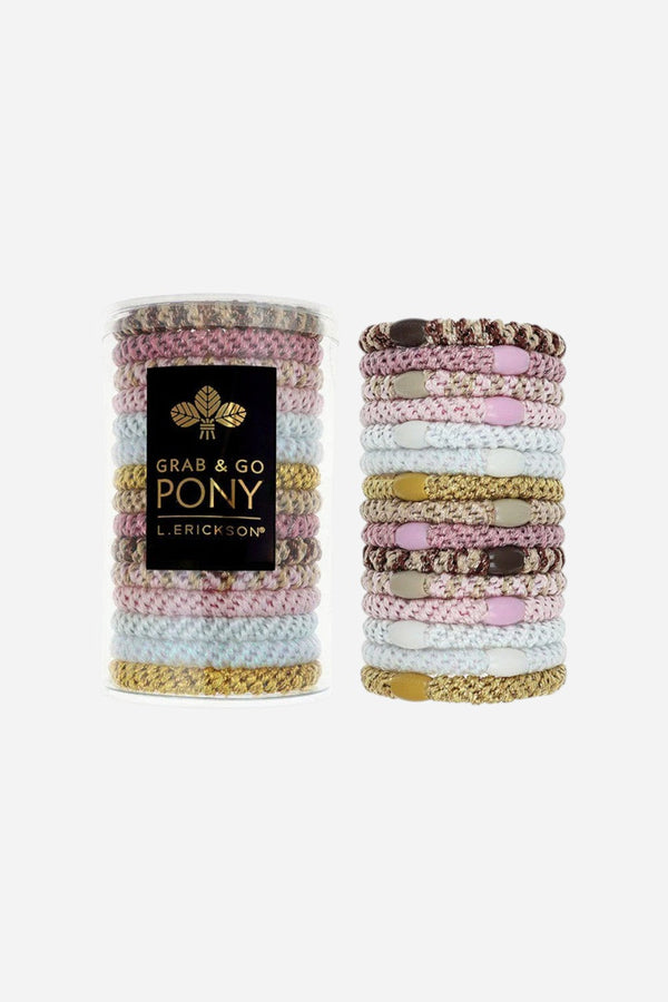 France Luxe Grab & Go Pony Tube, 15 Hair Ties in Cotton Candy