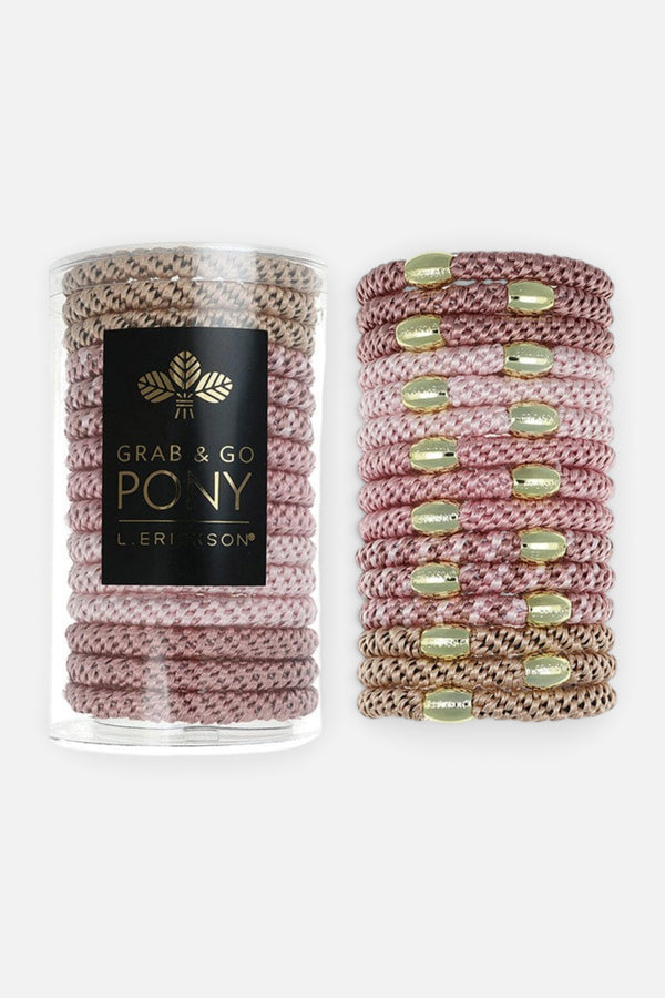 France Luxe Grab & Go Pony Tube, 15 Hair Ties in Foxglove