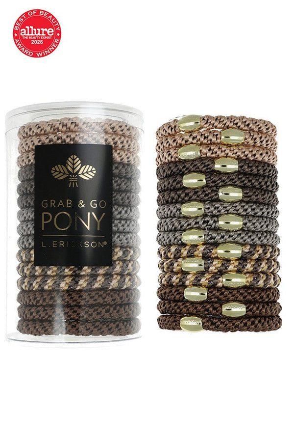 France Luxe Grab & Go Pony Tube, 15 Hair Ties in Maple
