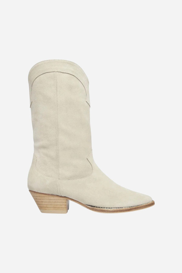 Freda Salvador Loretta Western Mid Boots in Bone Suede