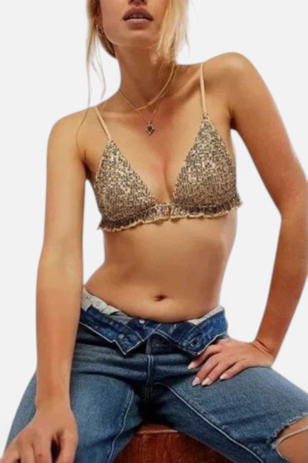 Free People Gold Rush Bralette in Gold Combo