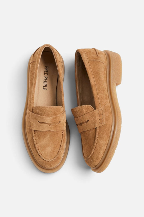 Free People Shoes Lana Loafer in Toffee Suede