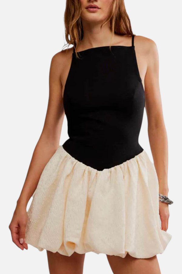 Free People Tinsel Kiss Mini Dress in Black Tie Combo