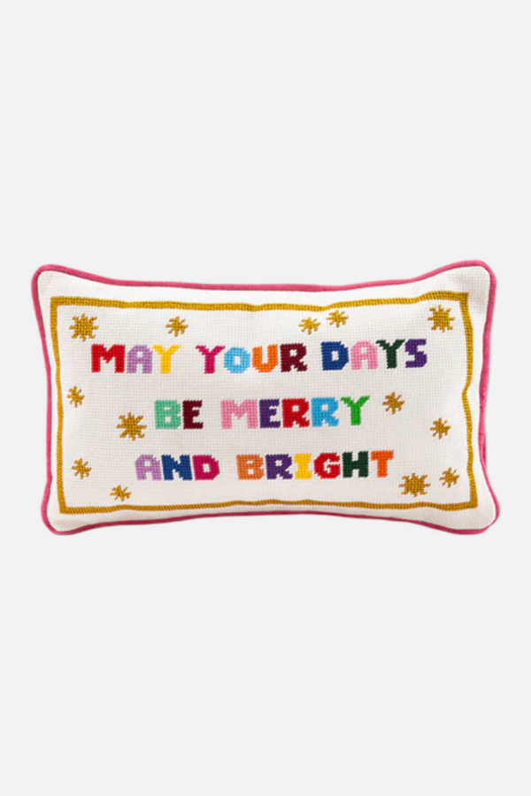 Furbish Merry & Bright Needlepoint Pillow
