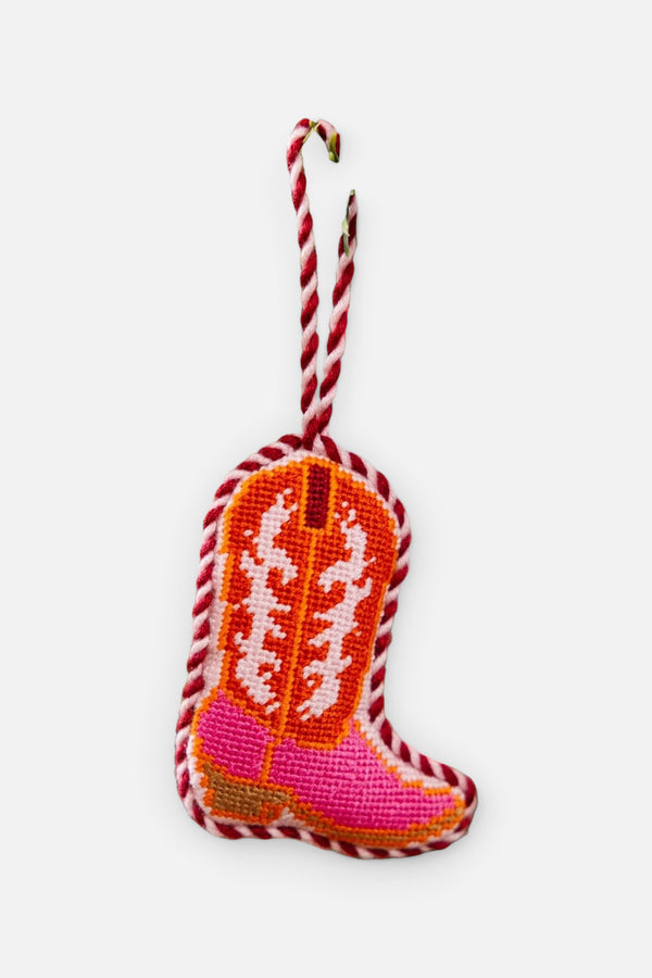 Furbish Needlepoint Cowboy Boot Ornament