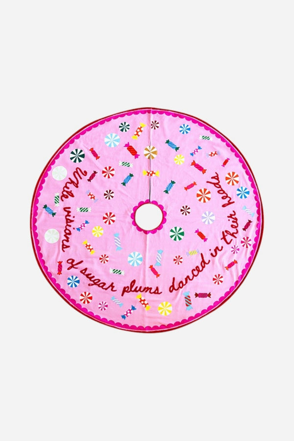 Furbish Sugar Plums Embroidered Tree Skirt