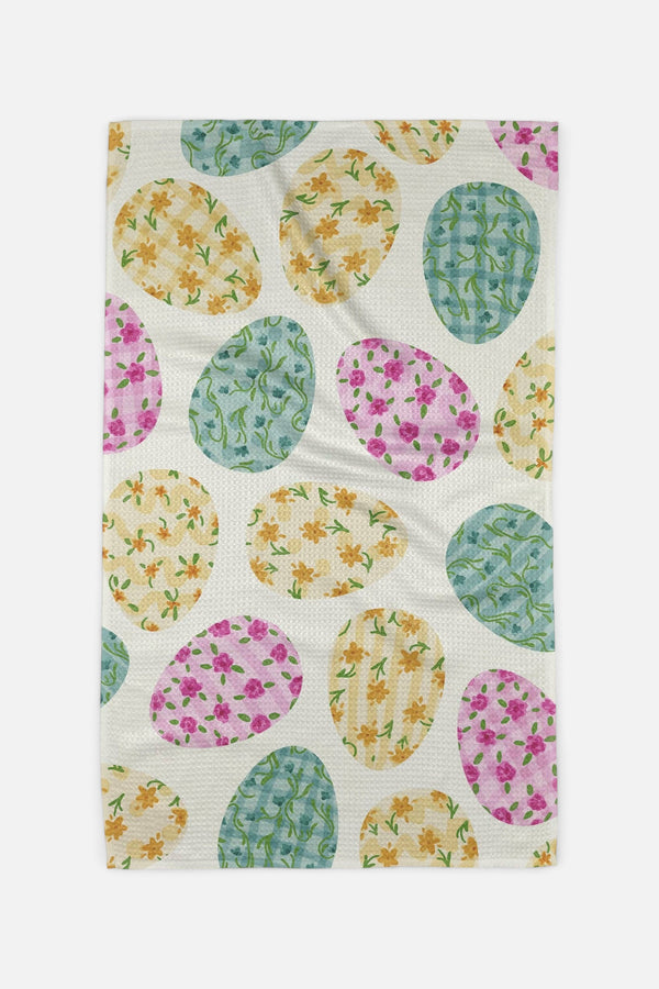 Geometry Towels Colorful Easter Eggs Tea Towel
