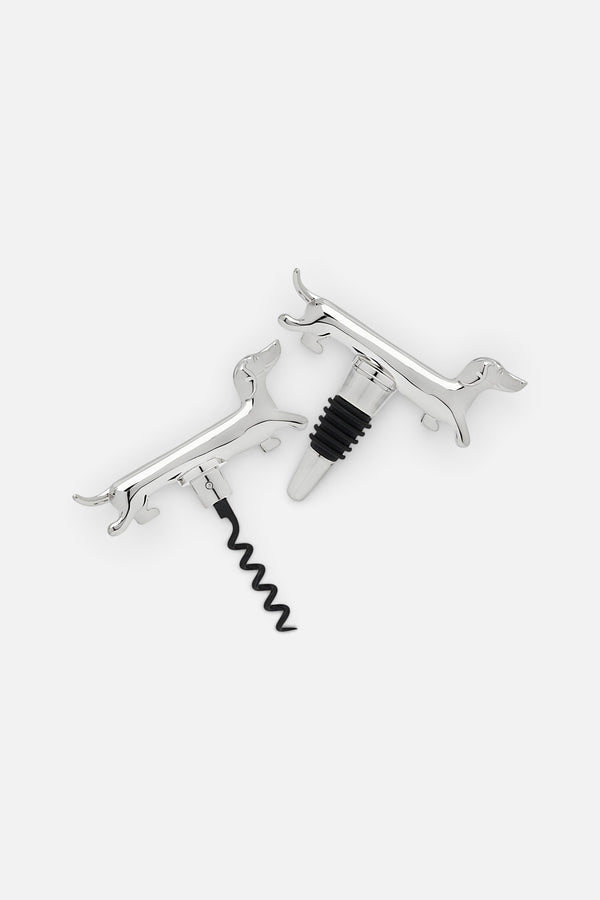 Godinger Dachshund Corkscrew & Bottle Stopper Set