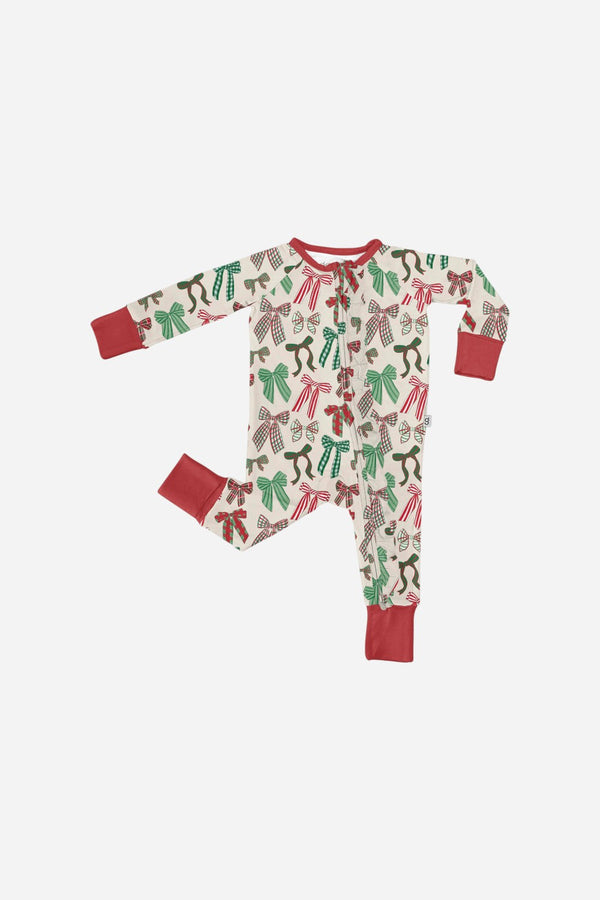 Goosies Holiday Bows Long Sleeve Convertible Zip PJ's