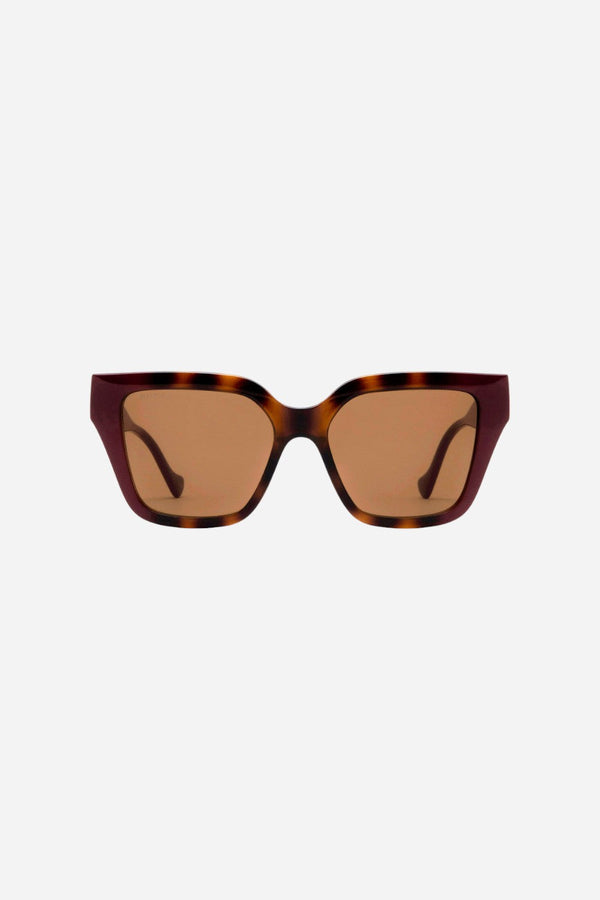 Gucci Round Havana/Burgundy Sunglasses - Gg1023s-009