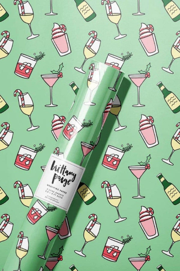 Holiday Cocktail Drinks Wrapping Paper