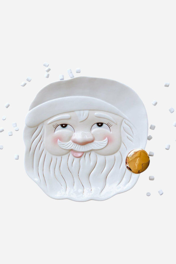 Holiday Papa Noel Santa Cookie Platter In White