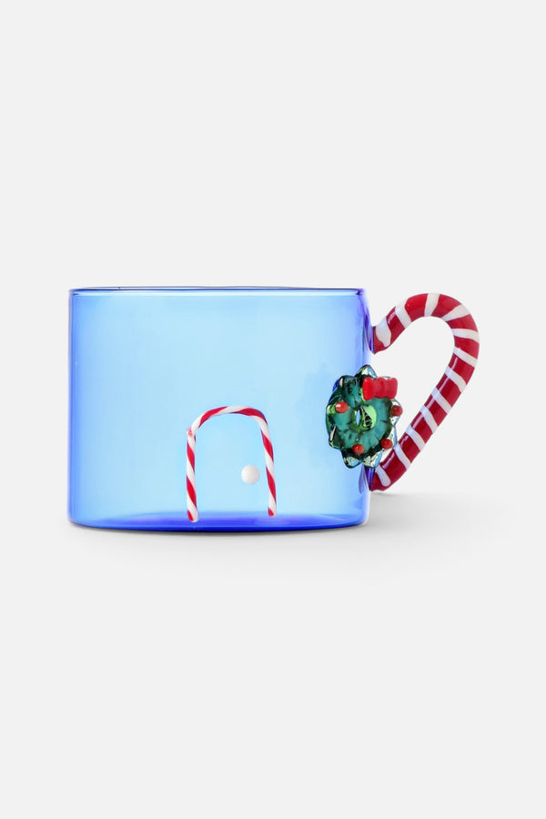 Ichendorf Sweet & Candy Blue Mug with Candy Cane Handle