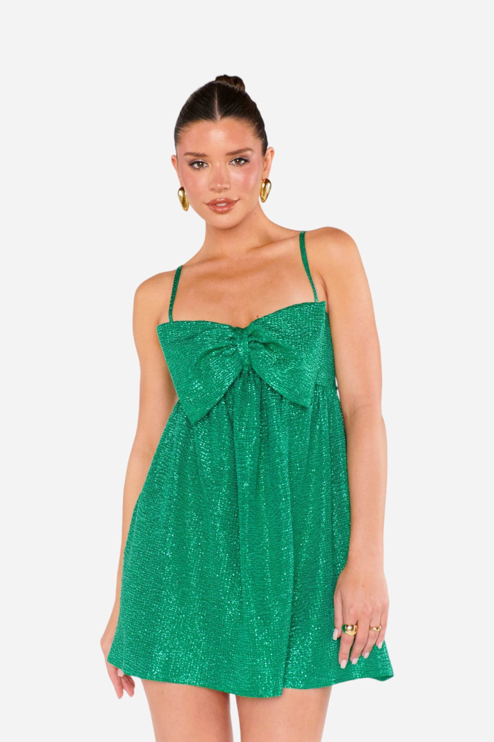 Show Me Your Mumu Best Bow Mini Dress in Green Confetti – CHROME