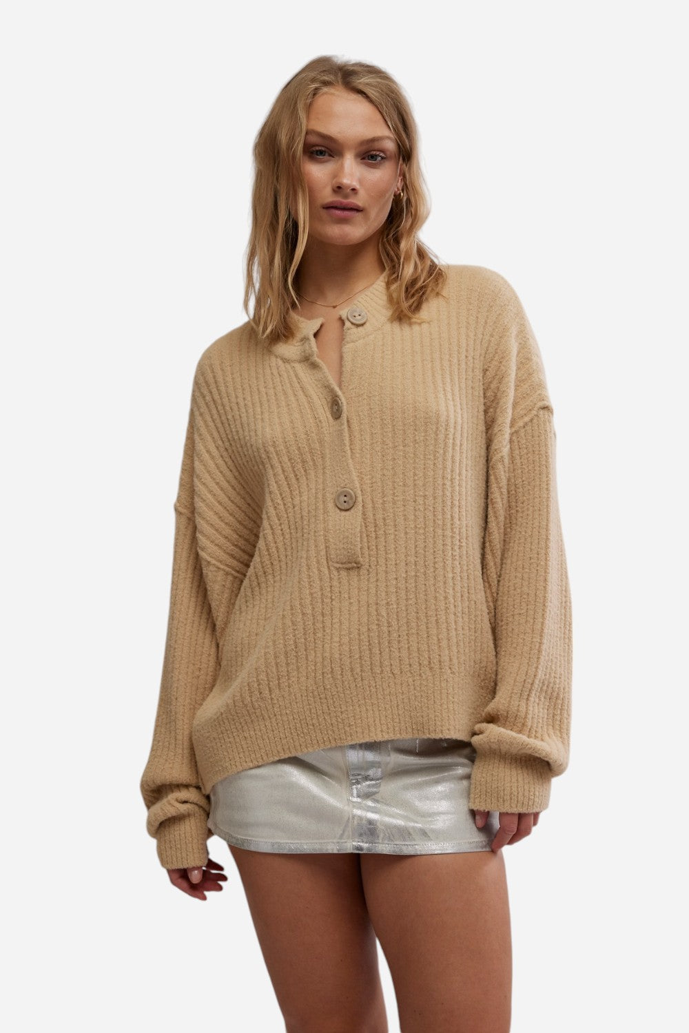 Free People Callisto outlet henley beige XS NWOT