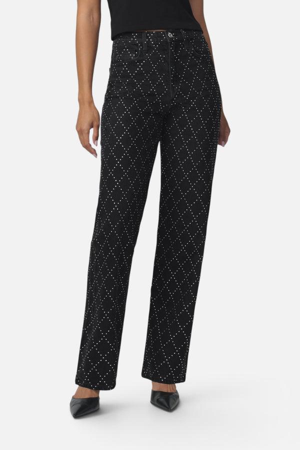Joe's Jeans Women's Margot Embellished High Rise Straight Jeans in Diamond Night