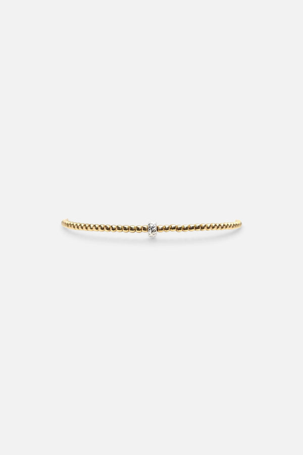 Karen Lazar 2mm Yellow Gold Filled Bracelet with Large Sterling Silver Rondelle Pattern